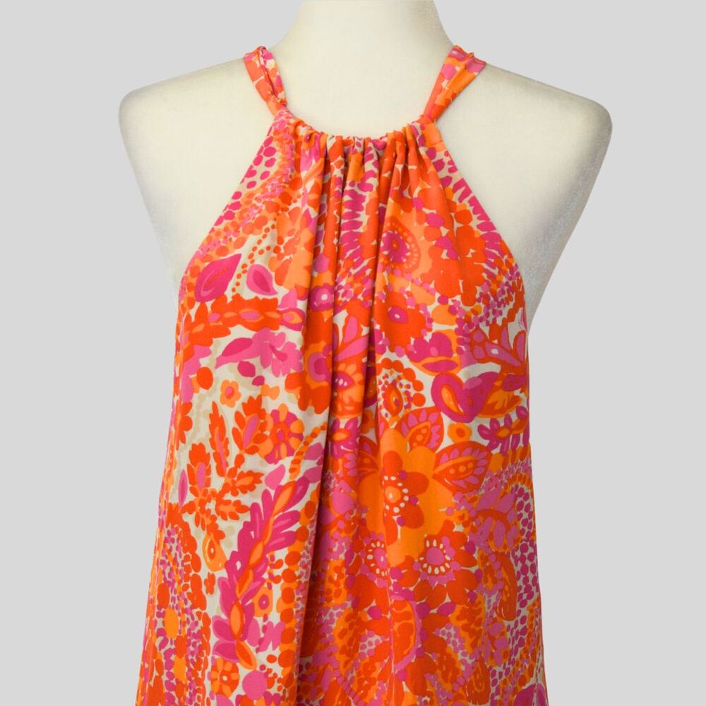 TRINA TURK Women's Peony Lined Tassel Trim Shift %100 Silk Dress Size 12 - Picture 5 of 11